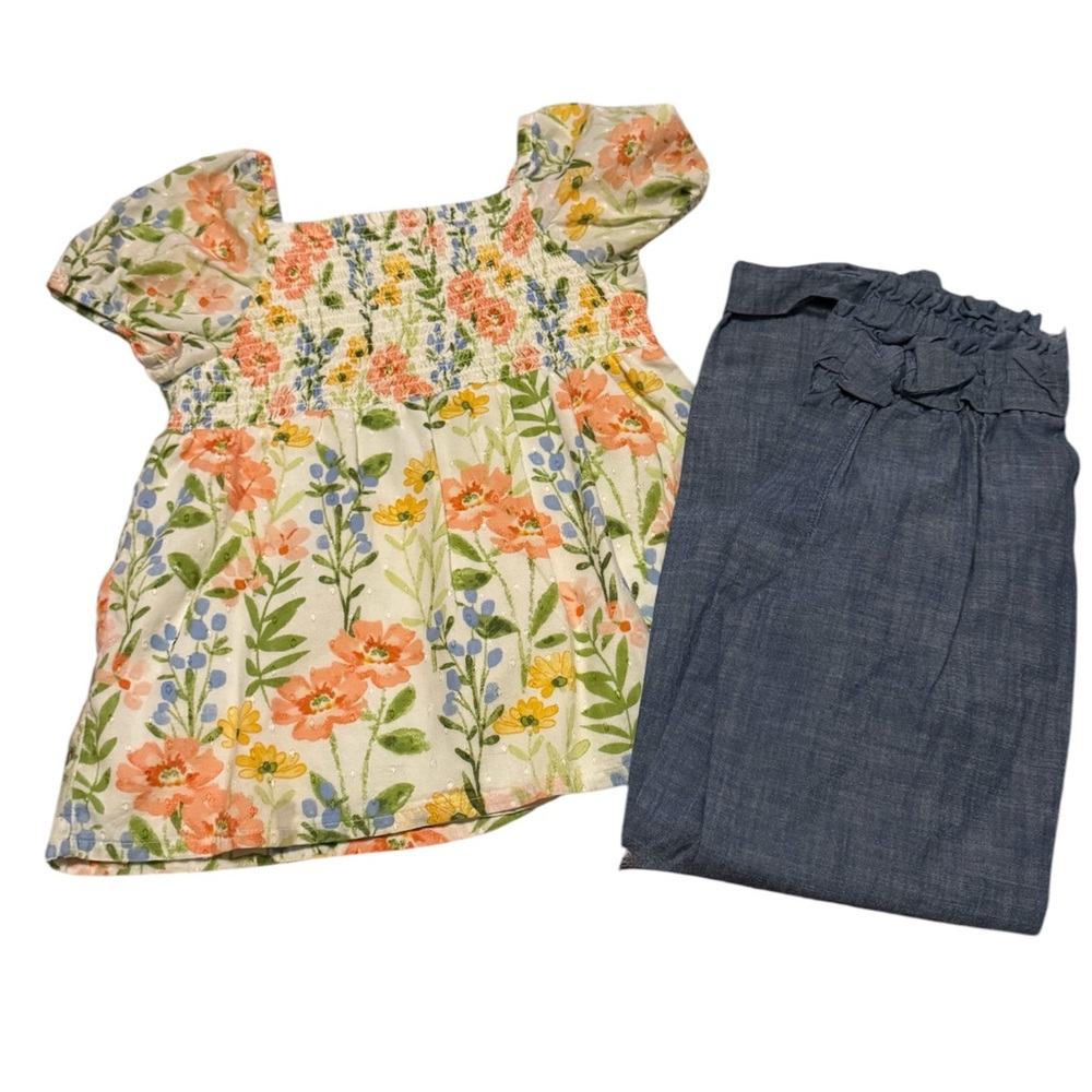 Gymboree Orange and Yellow Floral Blouse & Pants set